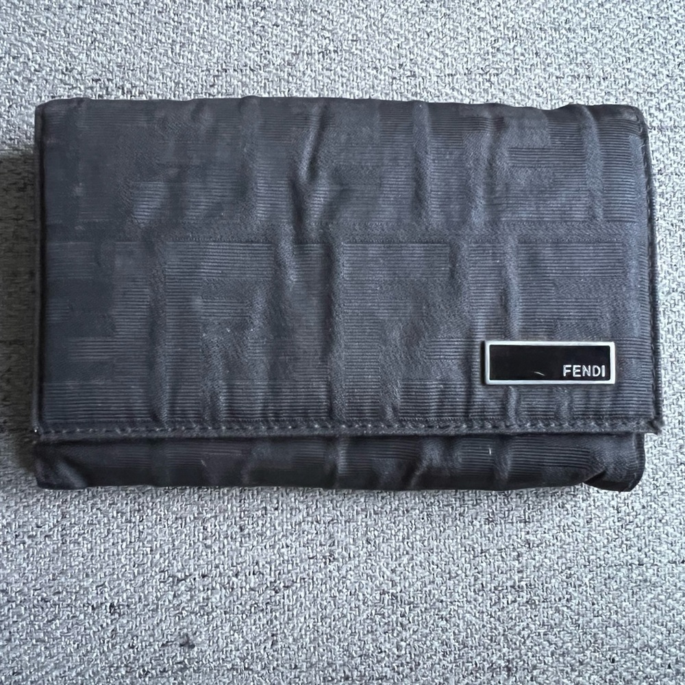 Fendi Black Zucca Compact bifold wallet